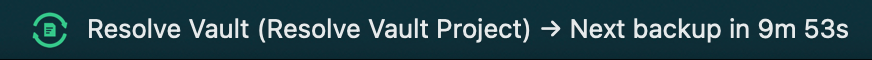 Menu bar: next backup in 9 minutes